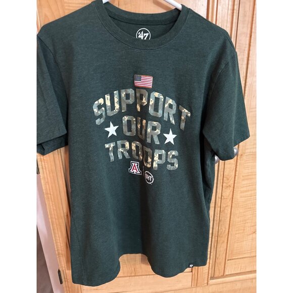 Support Our Troops T-Shirt M 47 Brand Cotton/Polyester Green 24W x 29 L - Picture 1 of 4